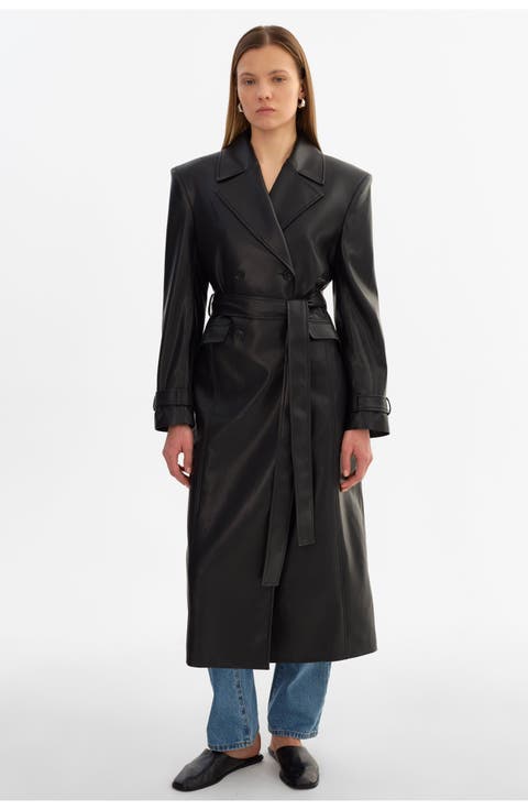 Iolanthe | Faux Leather Trench Coat