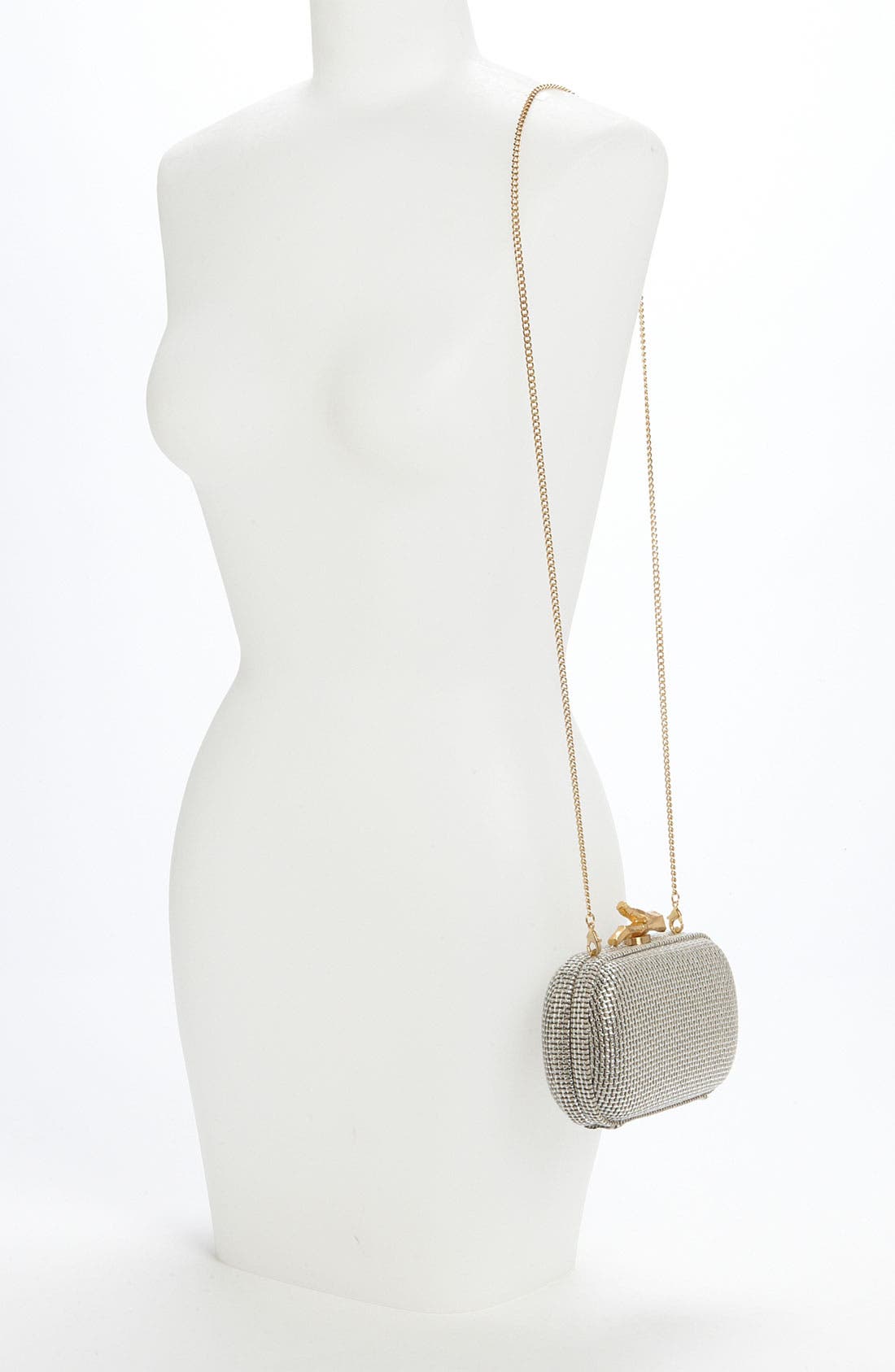 'Lytton - Small' Metallic Canvas Clutch, Alternate, color, SILVER/ GREY