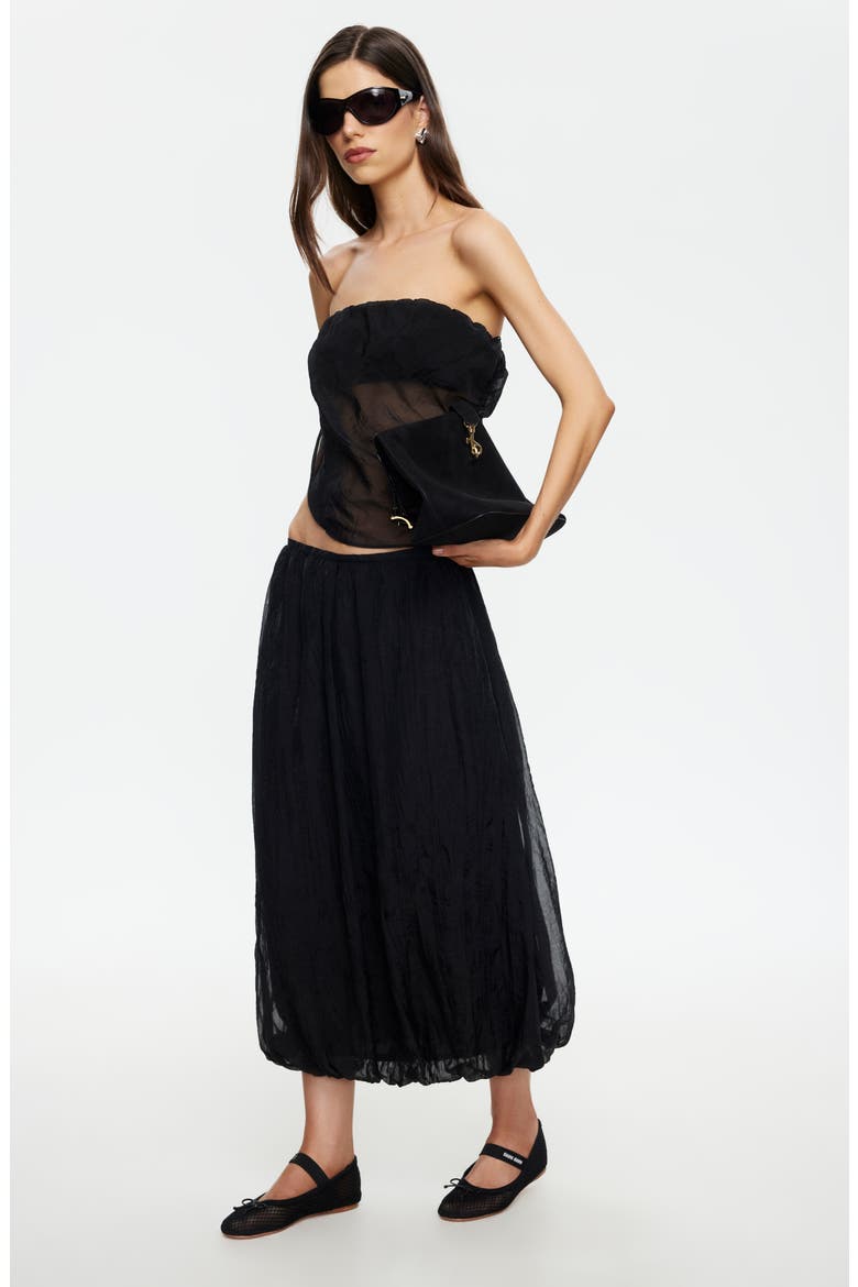 Intuition Sheer Strapless Crop Top, Alternate, color, NOIR