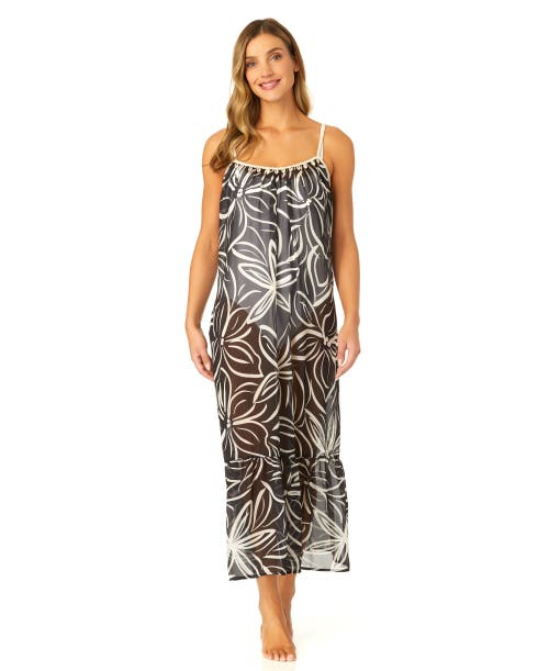 Anne Cole Adjustable Maxi Dress With Seashell Trim Cover Up In Meteorite