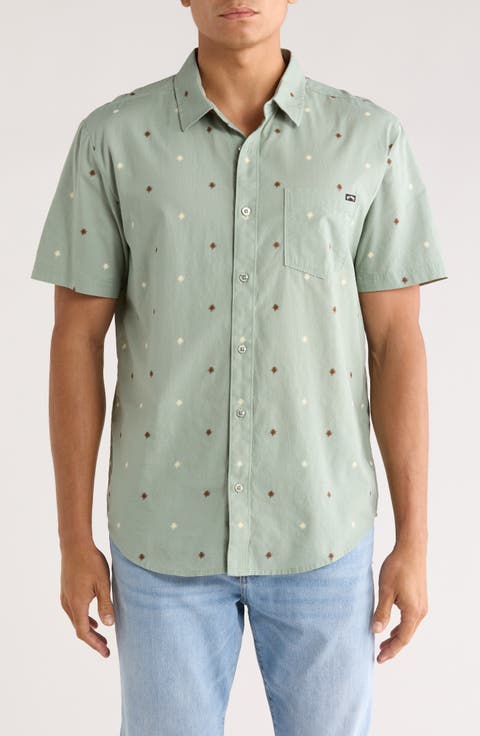 Sunspell Short Sleeve Cotton Button-Up Shirt