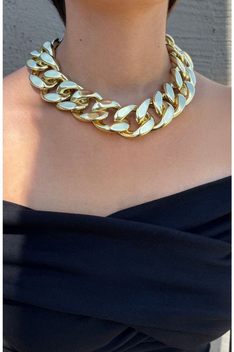 Chunky Curb Chain Collar Necklace, Alternate, color, GOLD
