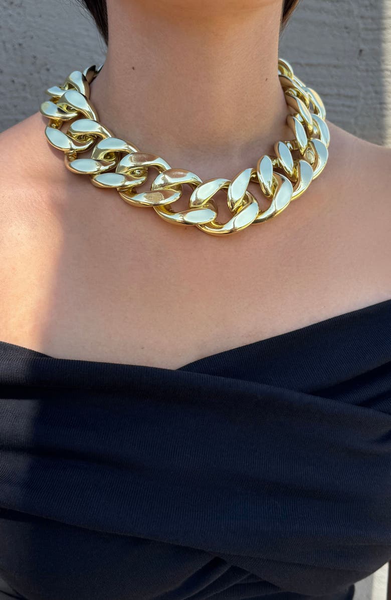 Adornia Chunky Curb Chain Collar Necklace, Alternate, color, Gold