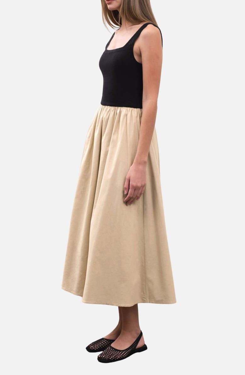 MOON RIVER Sleeveless Mixed Media Maxi Dress, Alternate, color, Natural