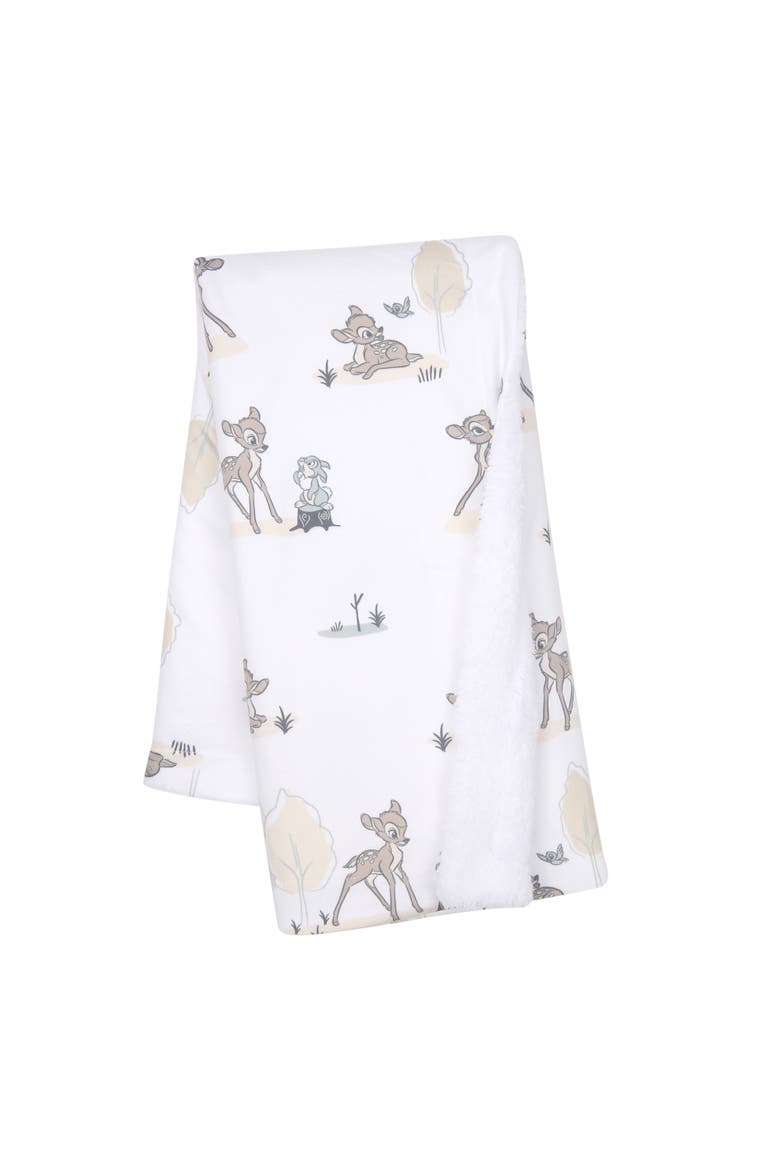 Disney Baby Bambi & Thumper Minky/Fleece Deer Baby Blanket, Main, color, White