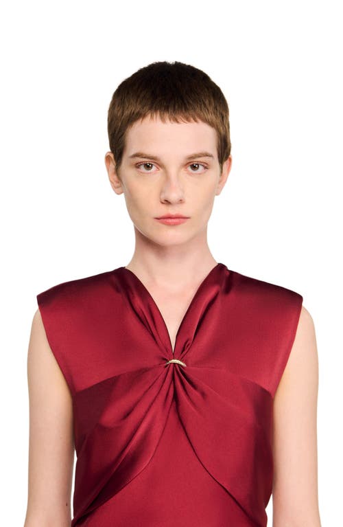 Sandro V-neck Maxi Dress In Burgundy