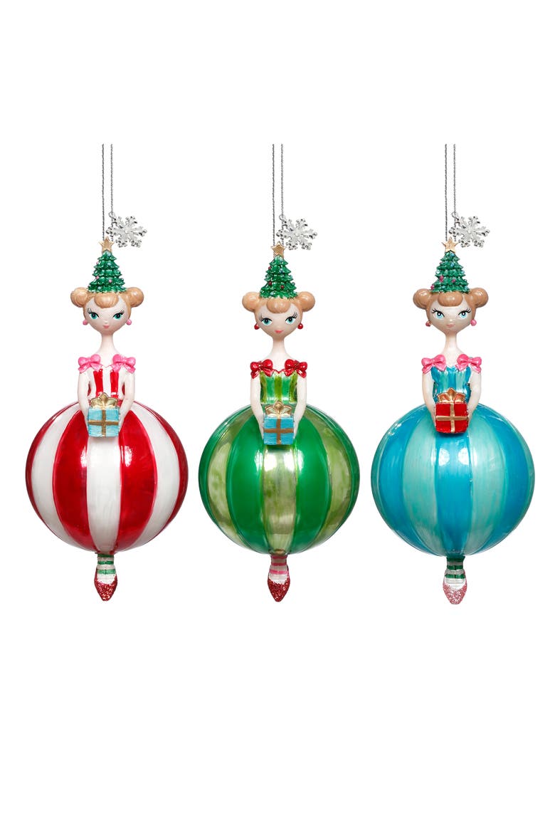 Girl on Candy Cane Ornament, Box of 6, Main, color, Green