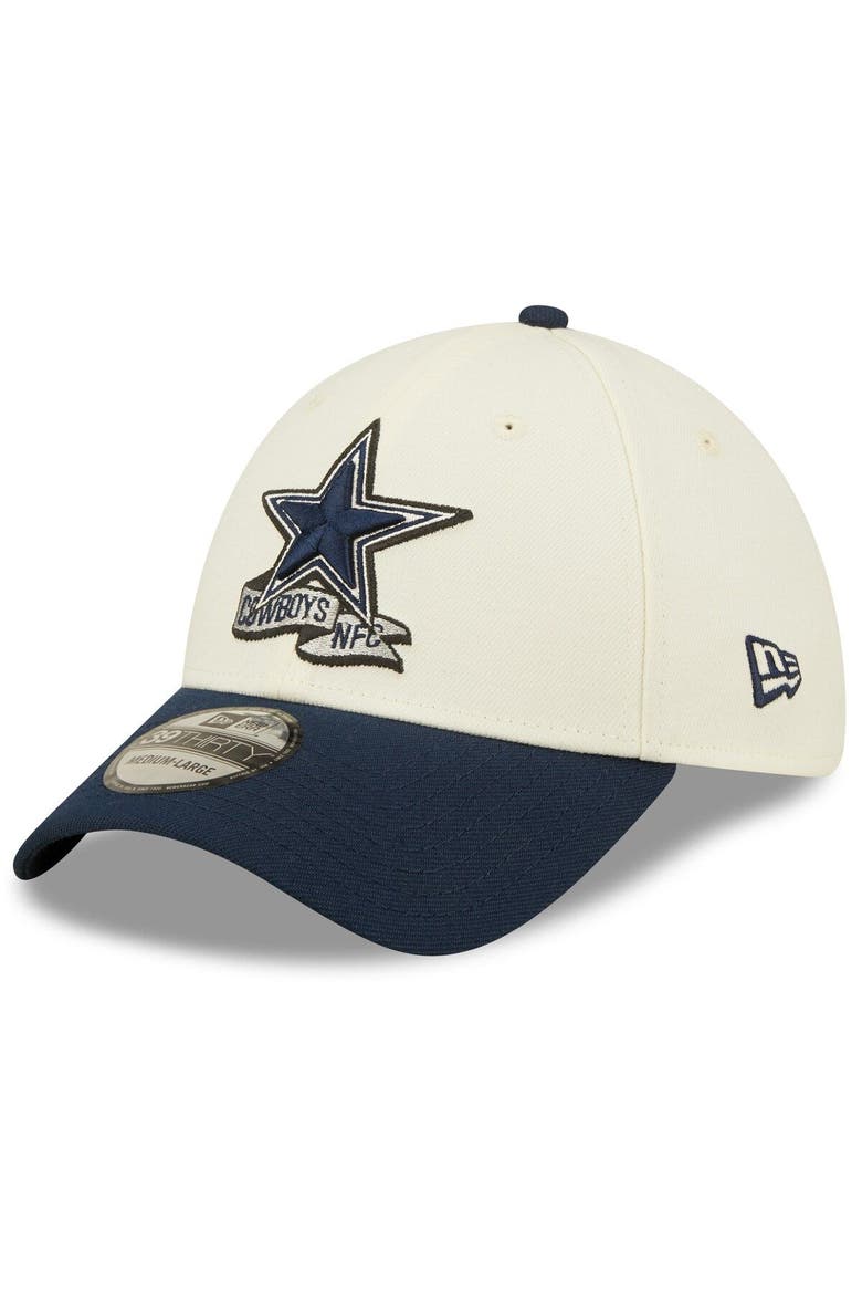 Men's New Era Cream/Navy Dallas Cowboys 2022 Sideline 39THIRTY 2-Tone Flex Hat, Alternate, color, Cream