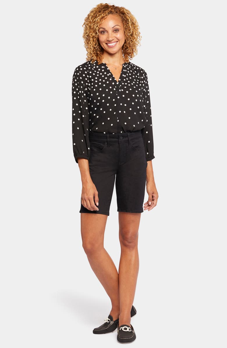 NYDJ Ella Floral Print Side Slit Bermuda Shorts, Alternate, color, Black