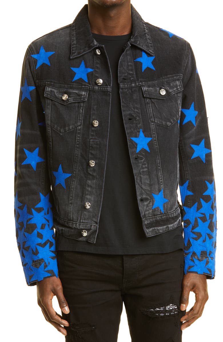 AMIRI Chemist Star Denim Trucker Jacket, Main, color,