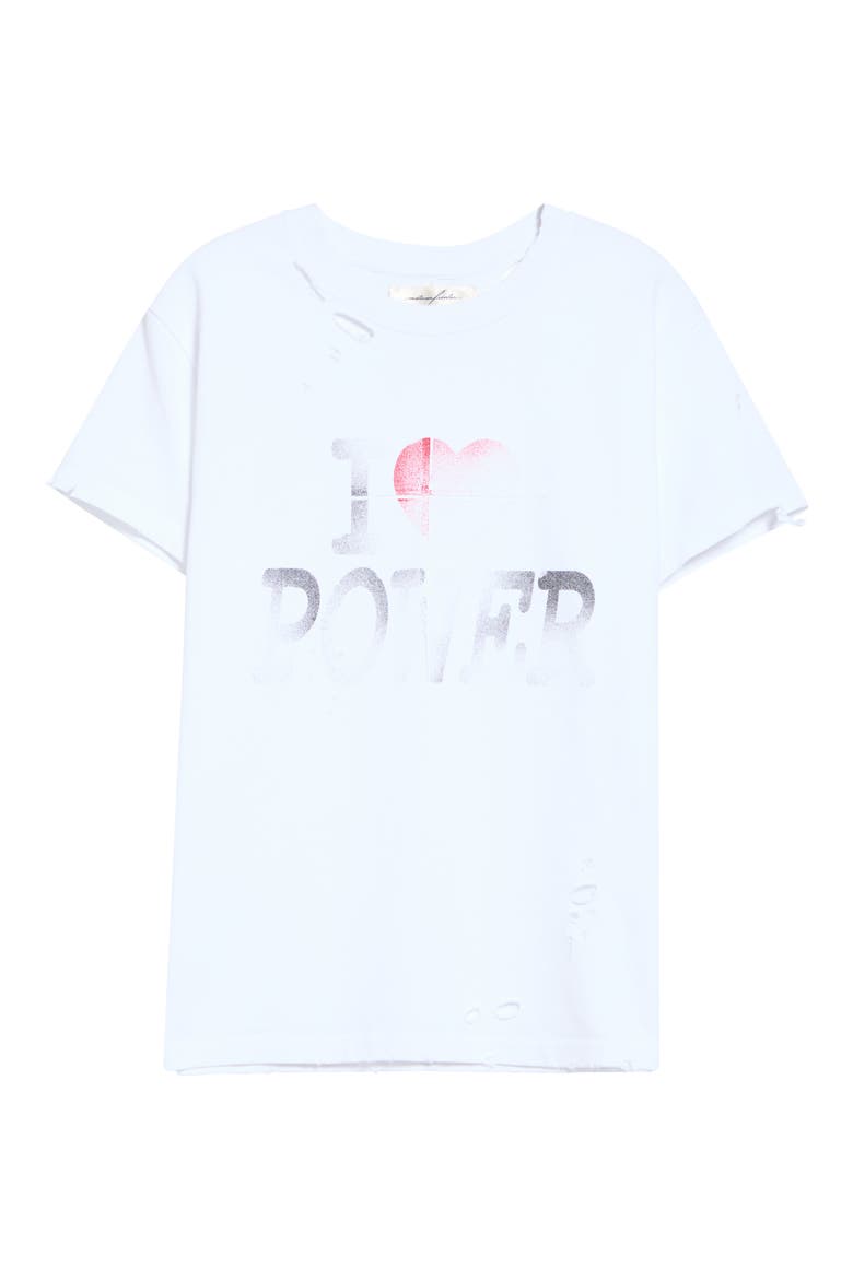Gender Inclusive Power Distressed Cotton T-Shirt, Alternate, color, WHITE