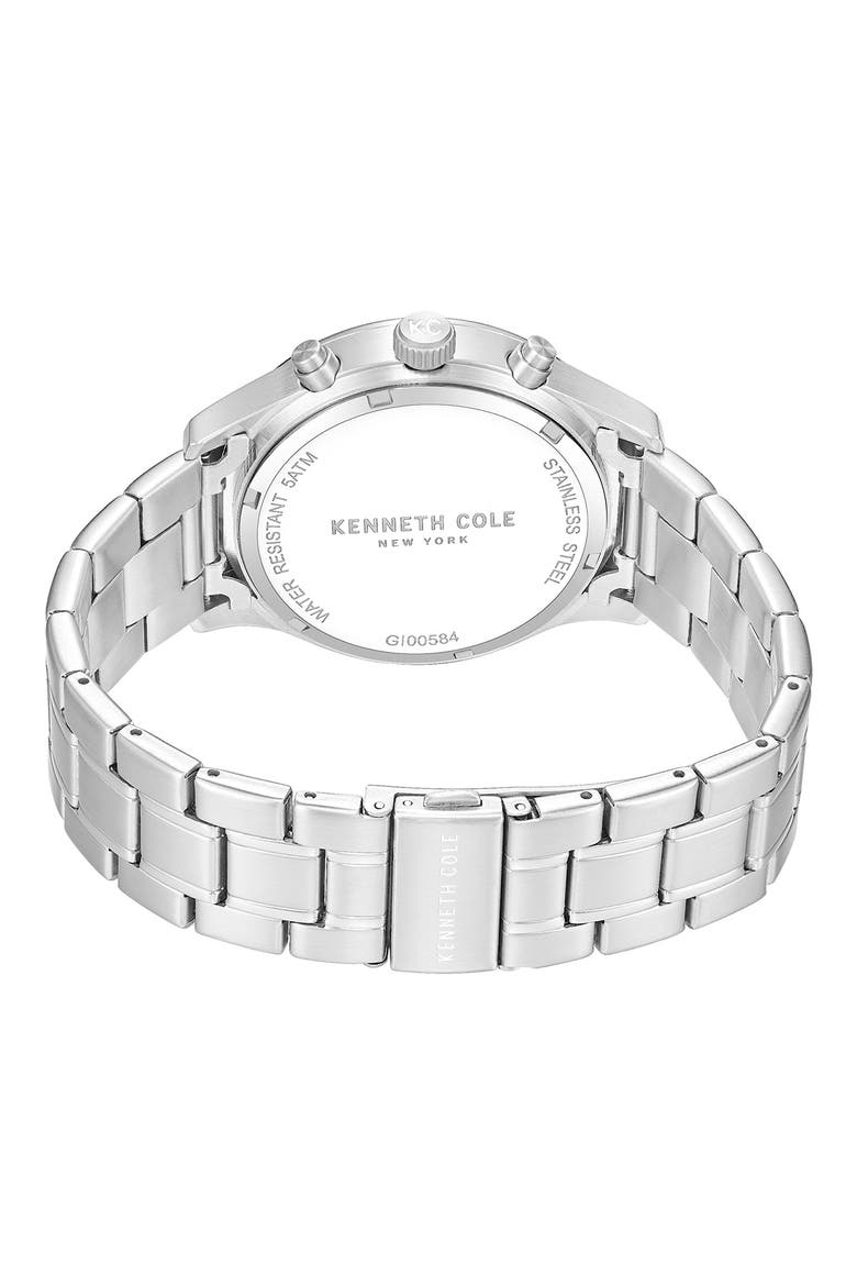The Thompson Blue Chronograph Bracelet Watch, 43.5mm, Alternate, color, SILVER