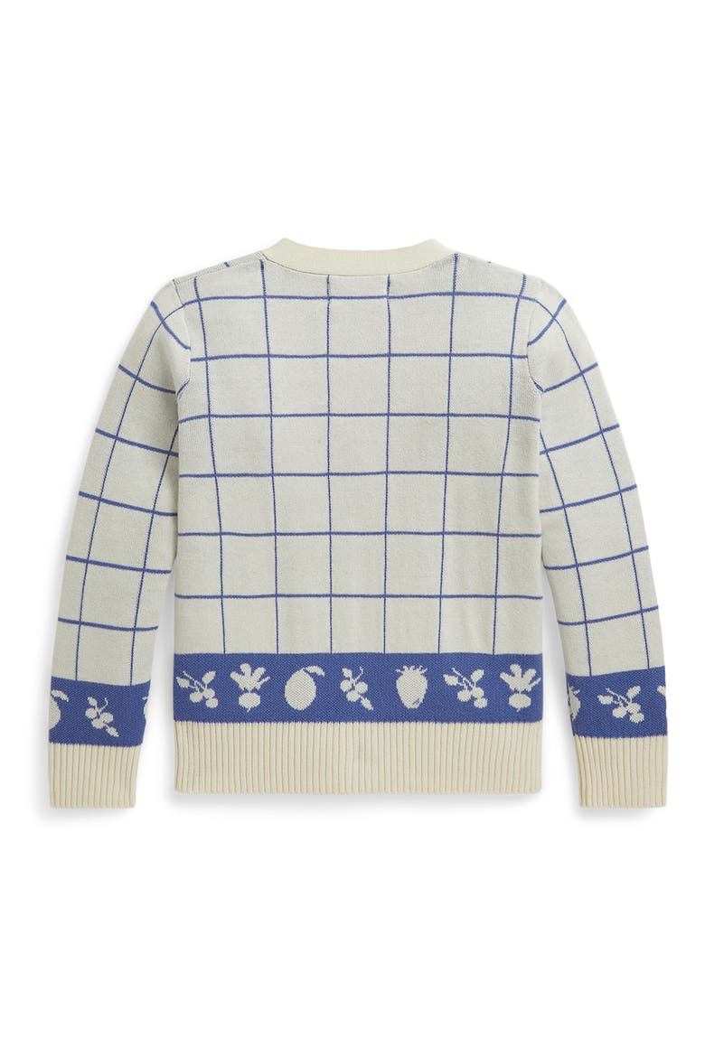 Kids' Windowpane V-Neck Cotton Cardigan, Alternate, color, CLUBHOUSE CREAM/ INDIGO SKY MU