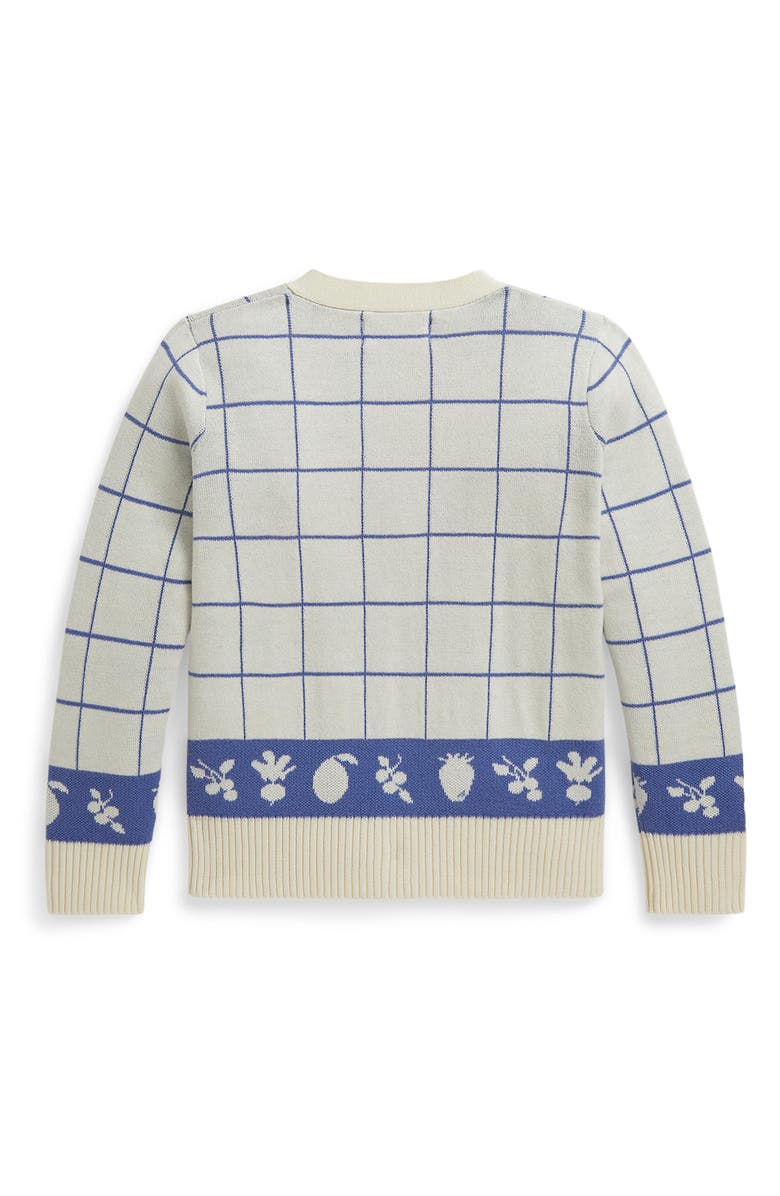 Polo Ralph Lauren Kids' Windowpane V-Neck Cotton Cardigan, Alternate, color, Clubhouse Cream/ Indigo Sky Mu