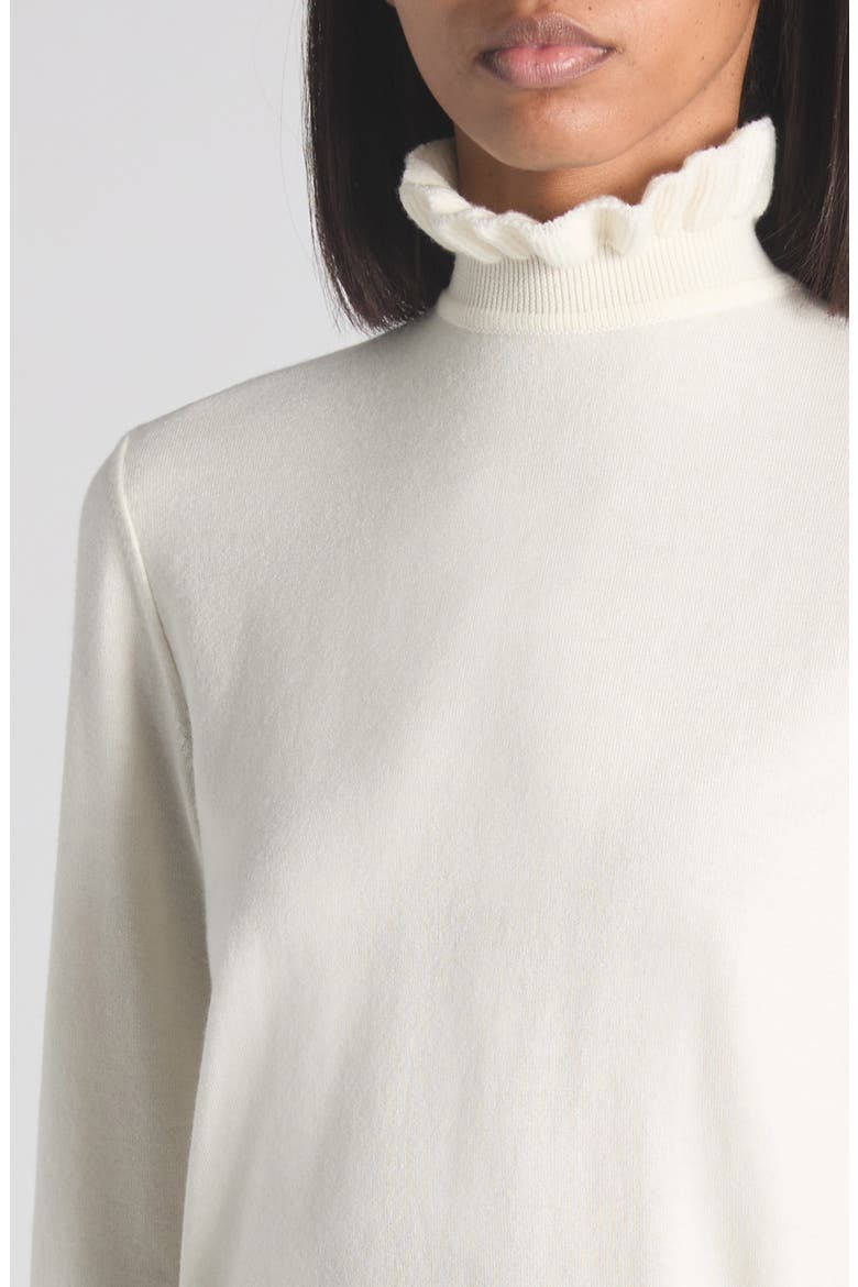 Ruffle Collar Wool Blend Sweater, Alternate, color, IVORY
