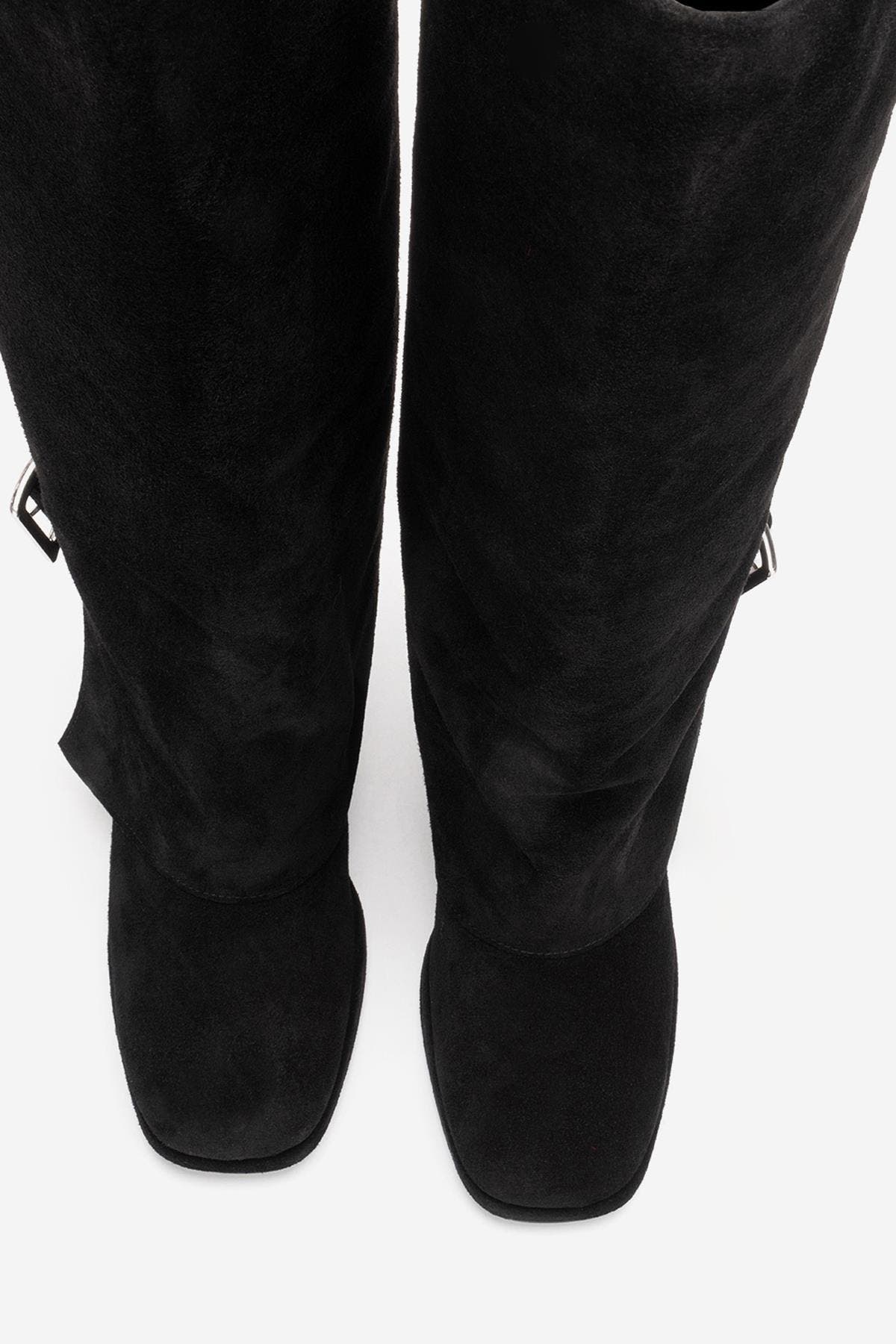 Lojo Leather Block Heel Boot, Alternate, color, Black Suede