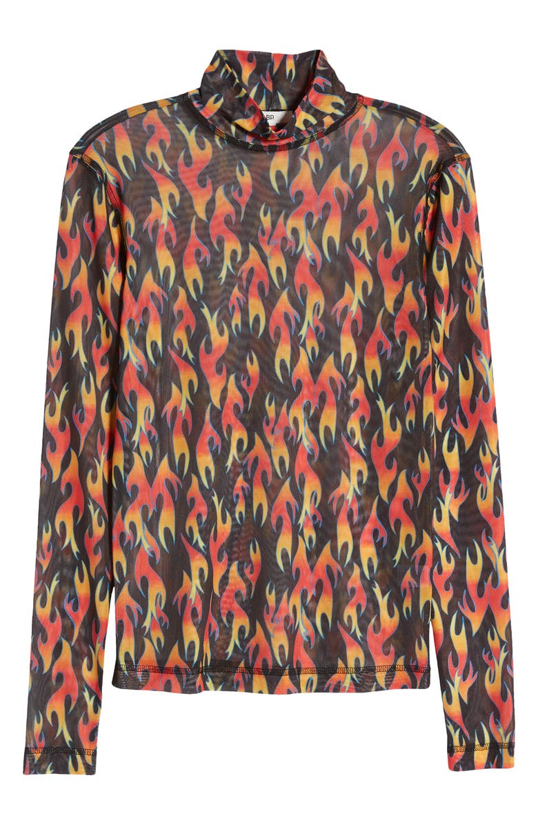 BP. Be Proud Pride Gender Inclusive Print Mesh Mock Neck Top, Alternate, color,