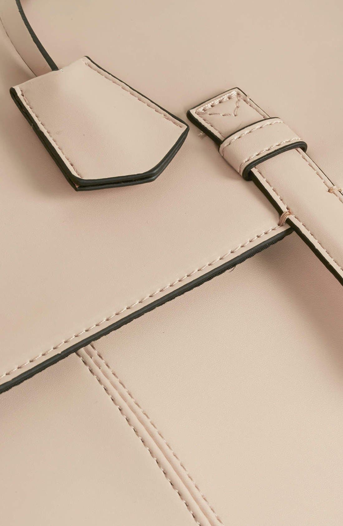 'Clean' Faux Leather Satchel, Alternate, color, NUDE