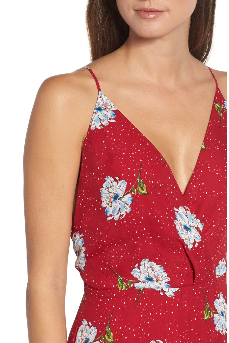 Surplice Maxi Dress, Alternate, color, RED DOTTED FLORAL