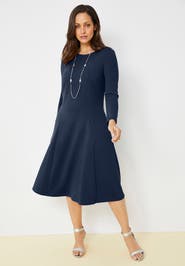 Jessica London Long Sleeve Stretch Ponte Dress