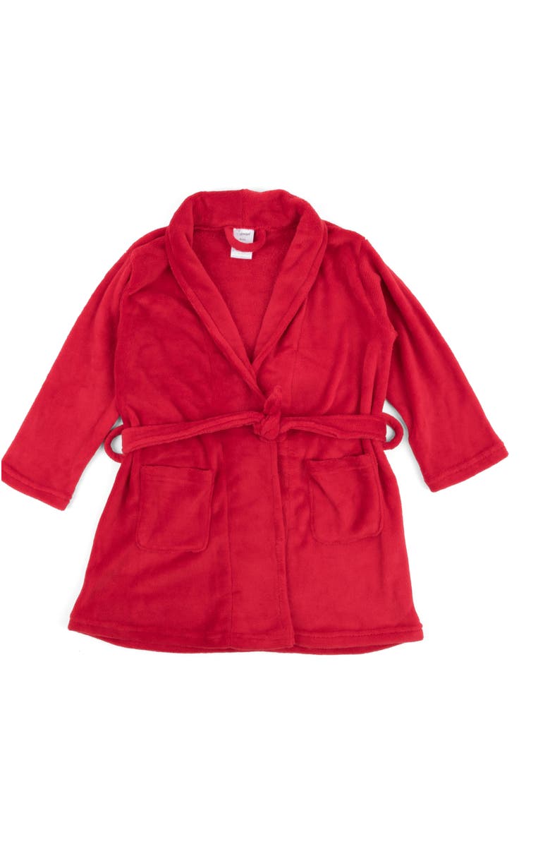 Leveret Kids Fleece Robe, Shawl Collar, Solid Colors, Alternate, color, Red