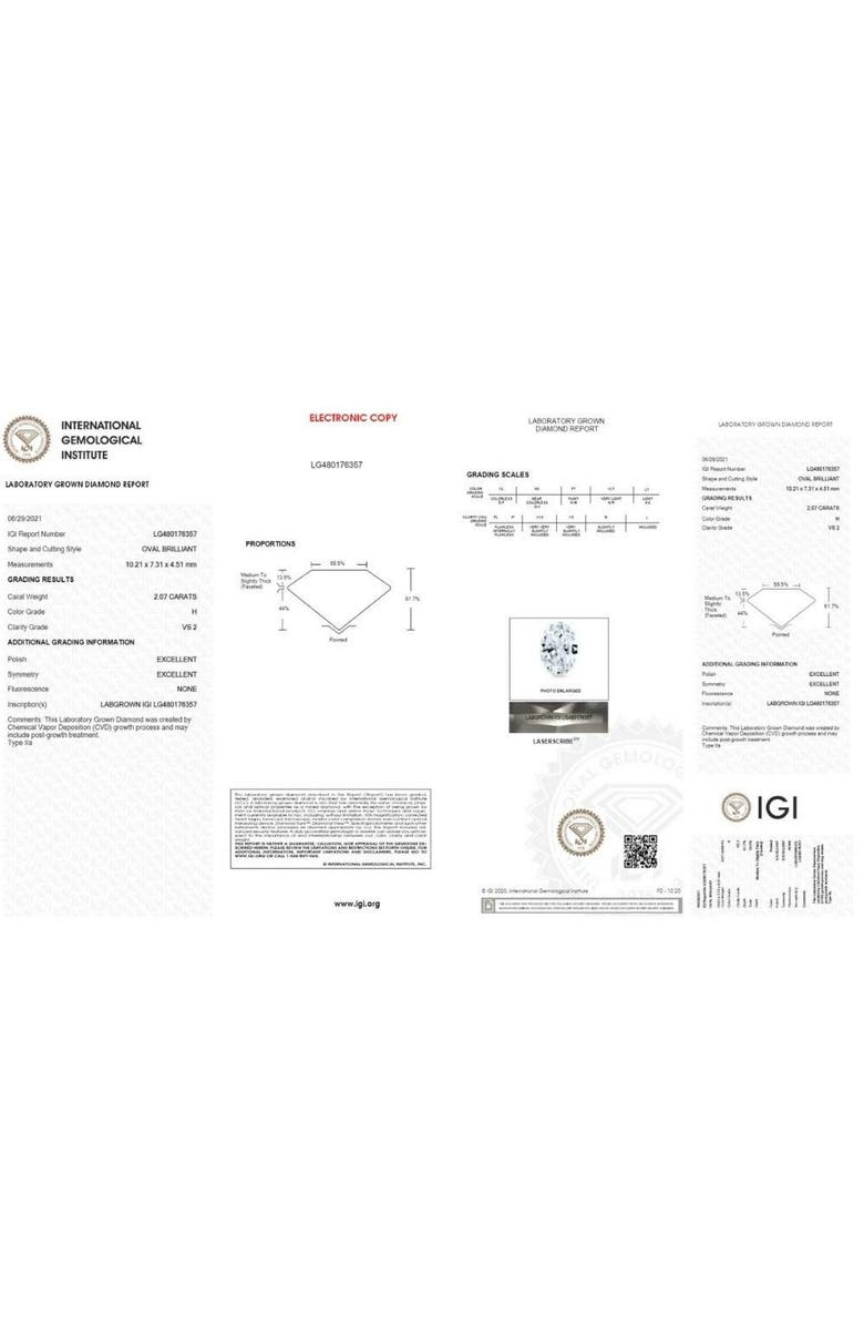 Bliss Diamond Certified 2.50Ct Oval Lab Grown Diamond Engagement Ring in 14k Gold, Alternate, color, 