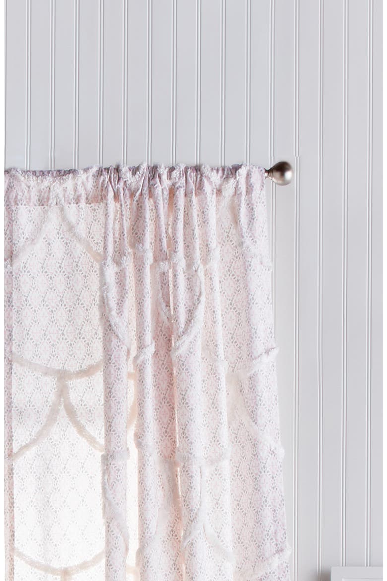Chenille Scallop Single Curtain Panel, Alternate, color, BLUSH