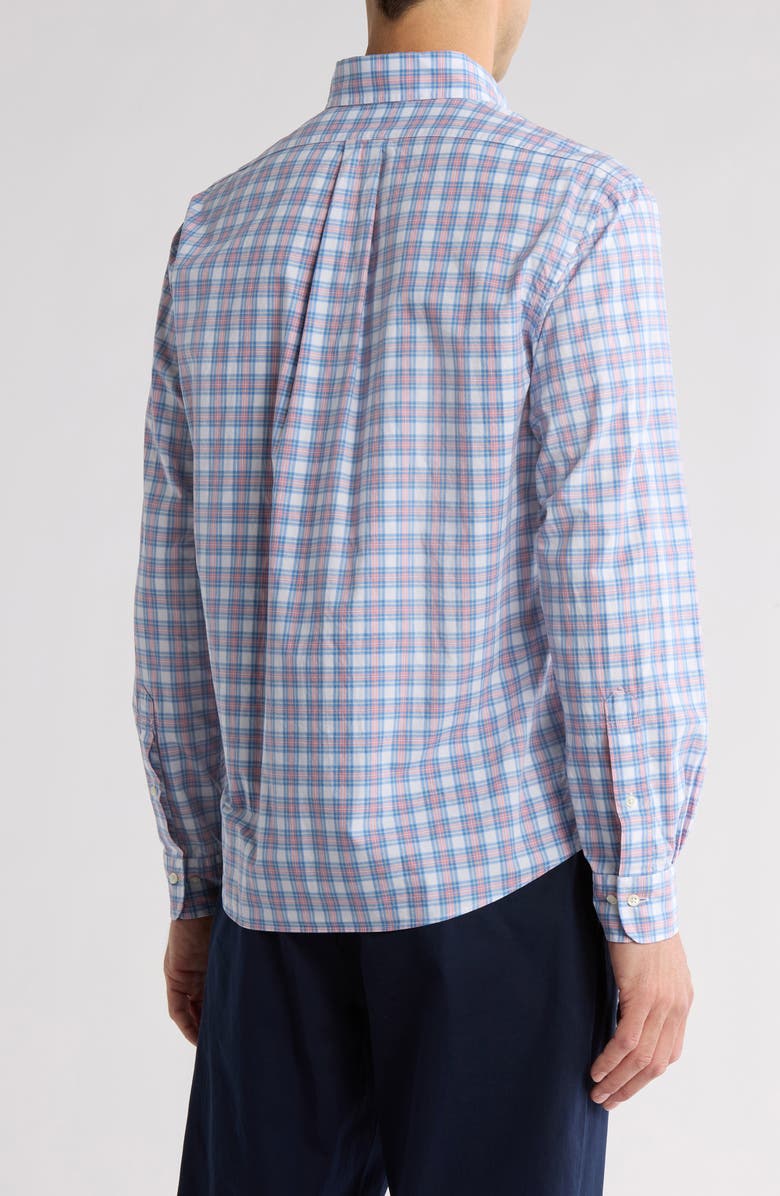 Brooks Brothers Plaid Cotton Button-Down Shirt, Alternate, color, Salmon Blue Tartan