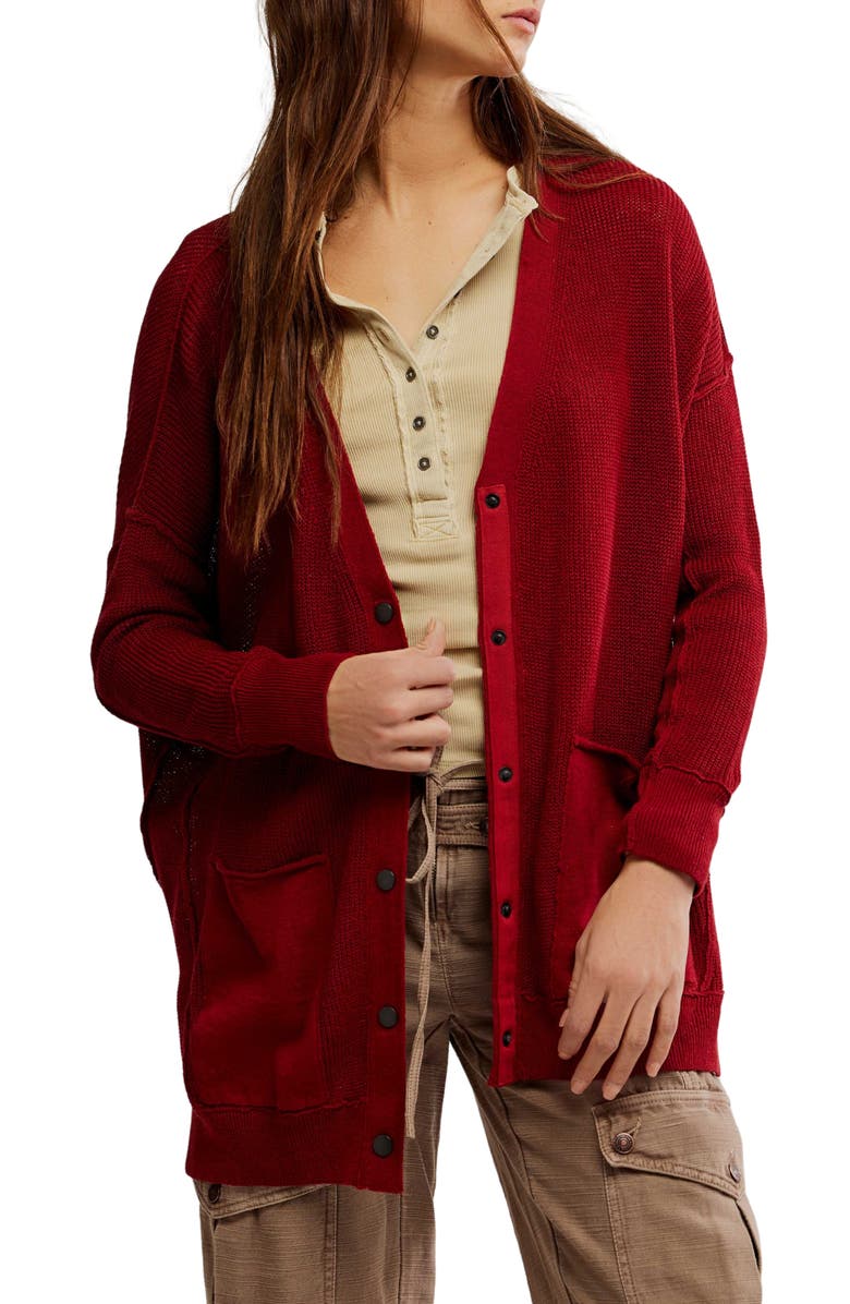 Free People We the Free Chickadee Cardigan, Main, color, Syrah