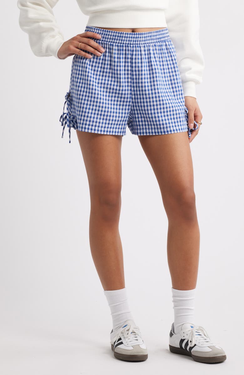 BP. Woven Gingham Shorts, Main, color, Blue Gingham