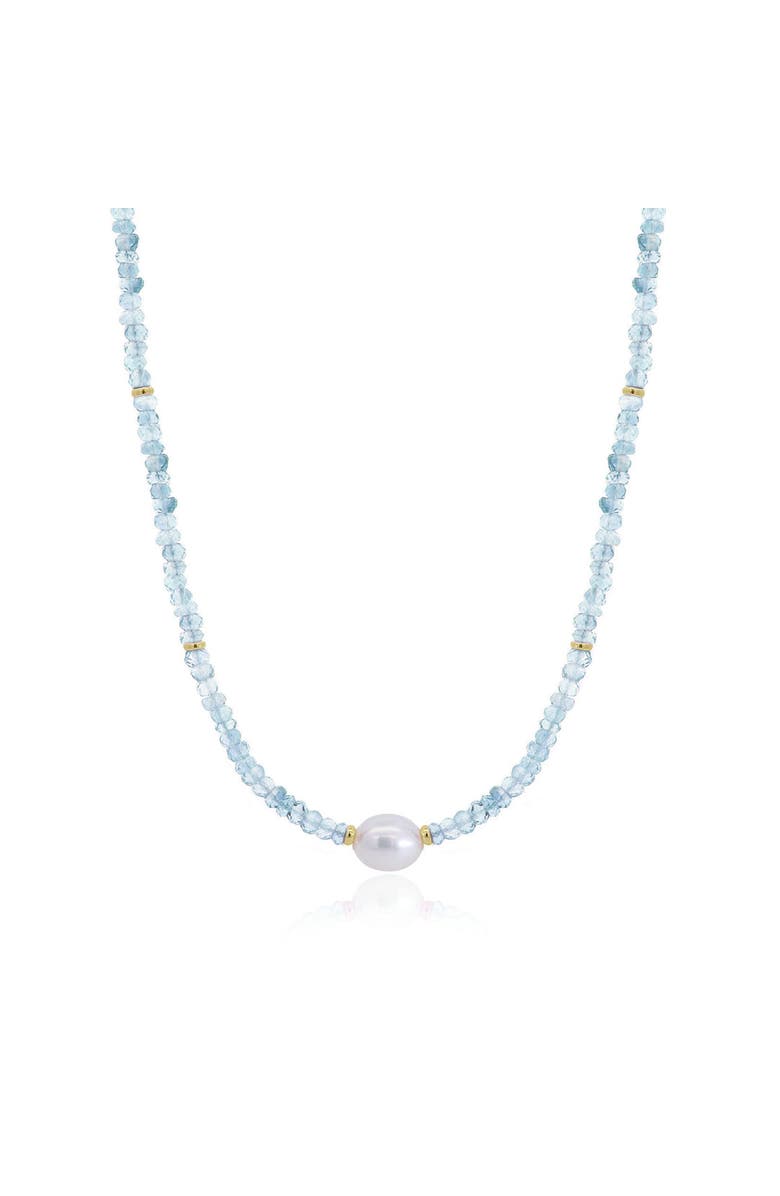 The Lovery Fine Jewelry Blue Topaz Bead Pearl Necklace, Main, color, Blue Topaz