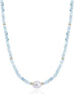 The Lovery Fine Jewelry Blue Topaz Bead Pearl Necklace