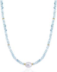 The Lovery Fine Jewelry Blue Topaz Bead Pearl Necklace