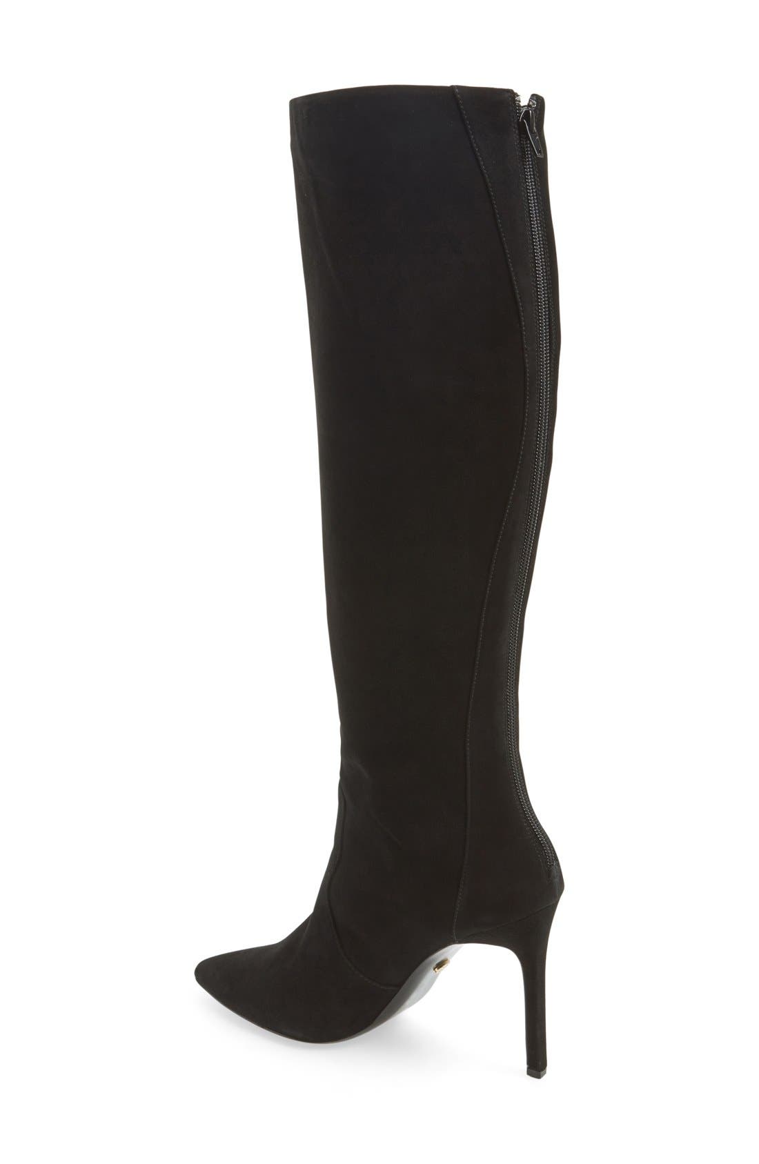 'Constance' Tall Boot, Alternate, color, BLACK SUEDE/ LYCRA