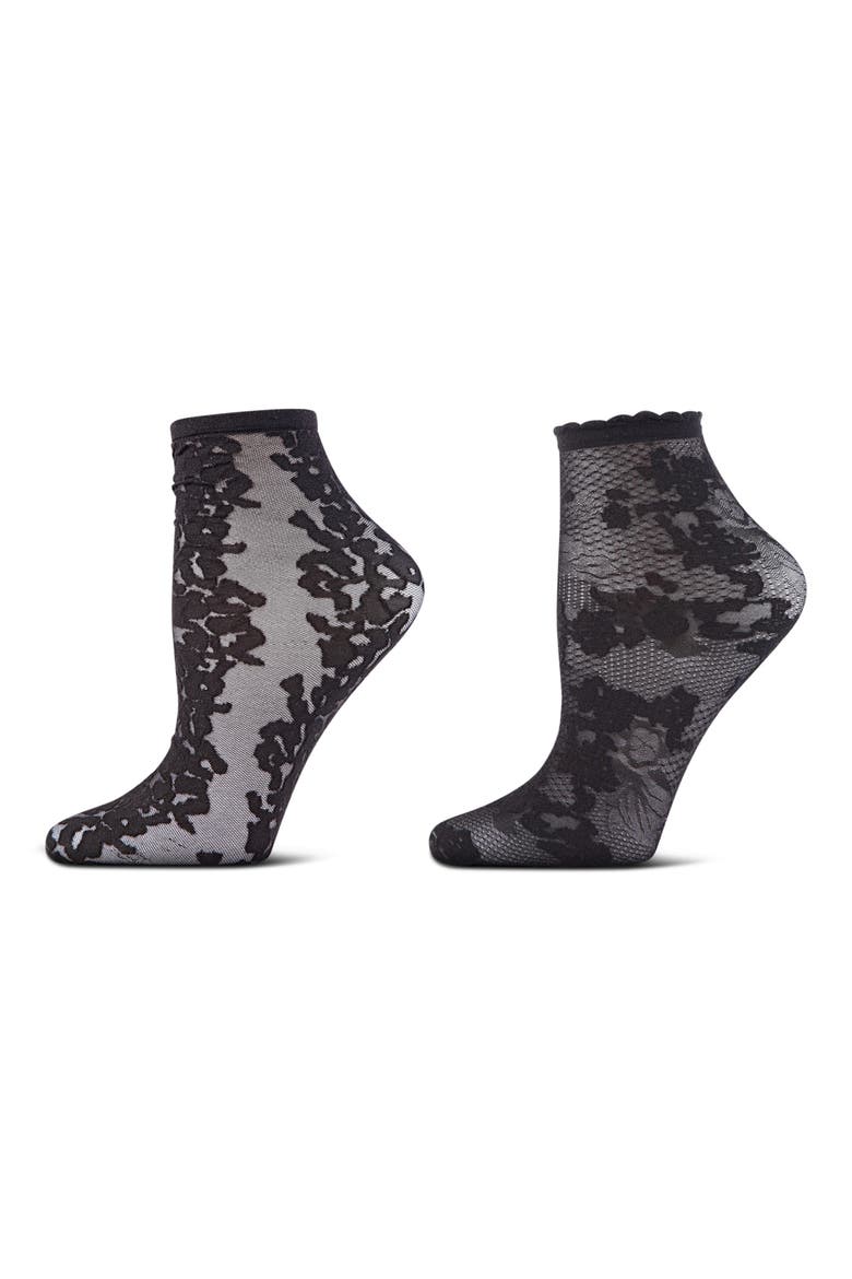 Sheer Shortie Assorted 2-Pack Socks, Main, color, BLACK
