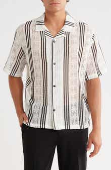 PacSun Oversize Textured Stripe Camp Shirt