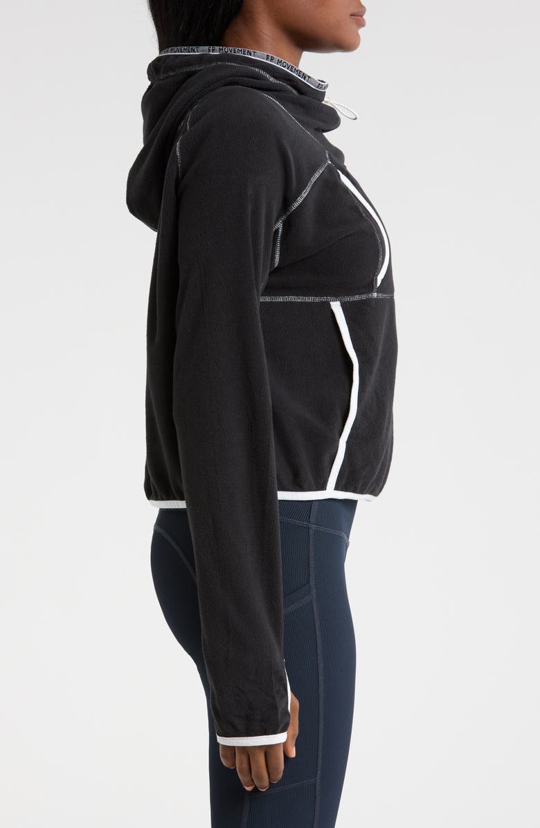 Free People FP Movement Care on the Run Fleece Funnel Neck Hoodie, Alternate, color, Black
