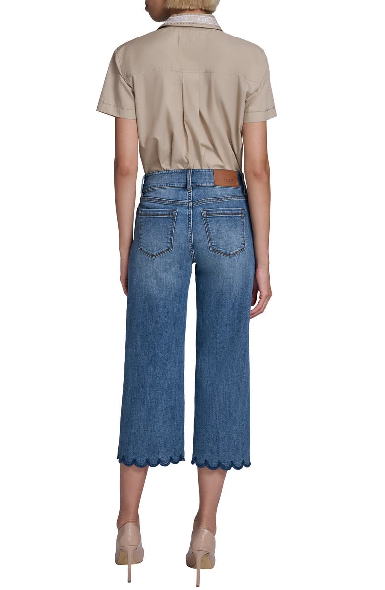 KARL LAGERFELD PARIS Scalloped Hem Crop Jeans, Alternate, color, 