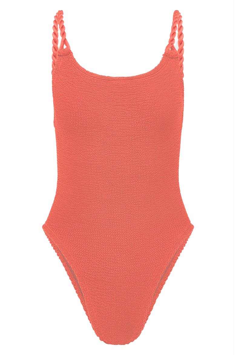 Camille Crinkle One-Piece Swimsuit, Alternate, color, METALLIC CORAL