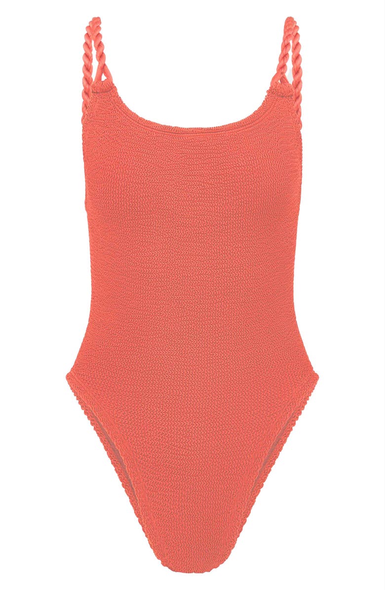 Hunza G Camille Crinkle One-Piece Swimsuit, Alternate, color, Metallic Coral