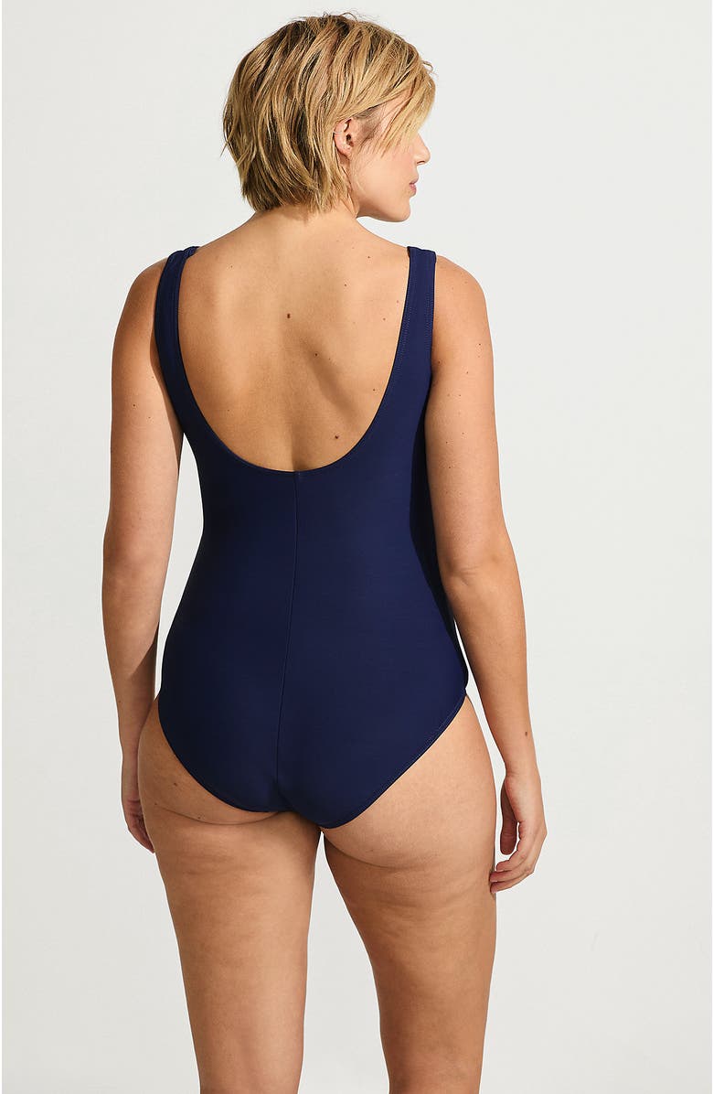 Lands' End Plus Size DD-Cup Slender Tummy Control Chlorine Resistant Wrap One Piece Swimsuit, Alternate, color, 