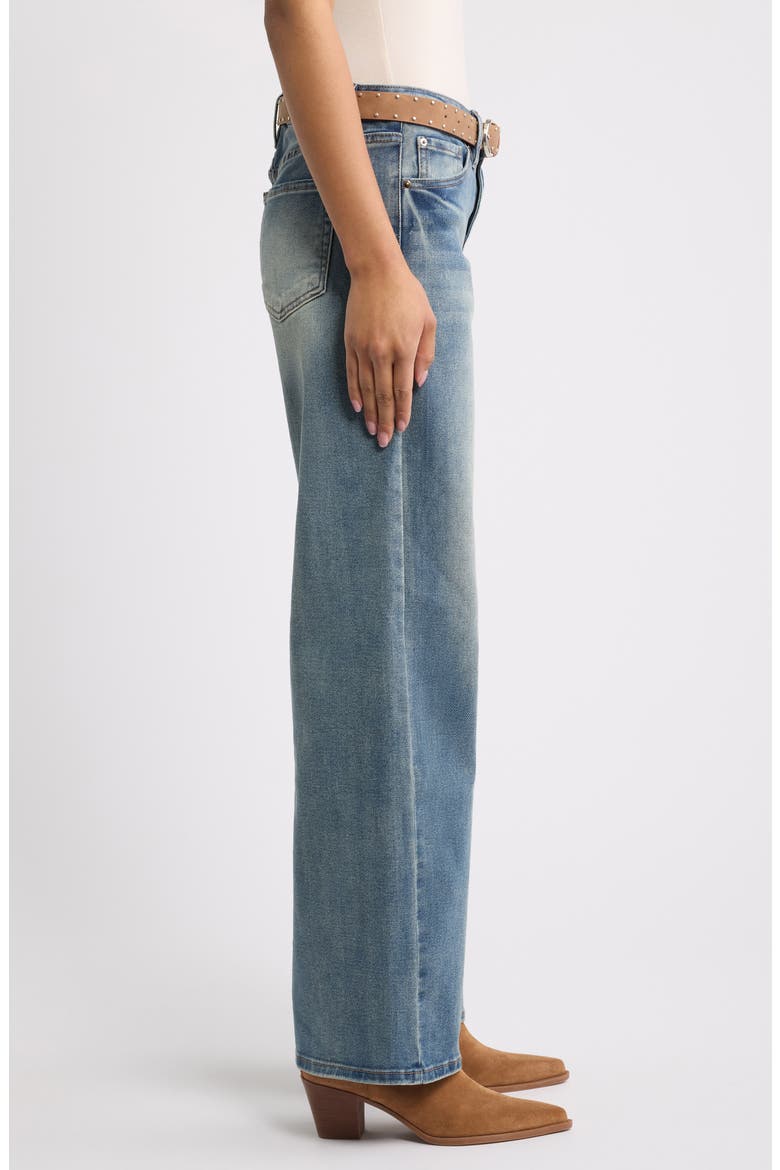 Britney Belted Wide Leg Jeans, Alternate, color, 35RT - TINTED VINTAG