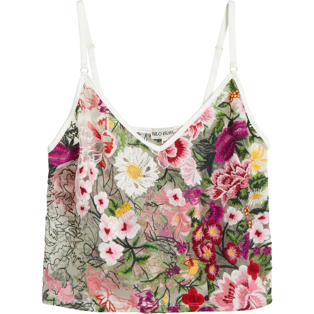Kilo Brava Embroidered Mesh Camisole In Multicolor Floral