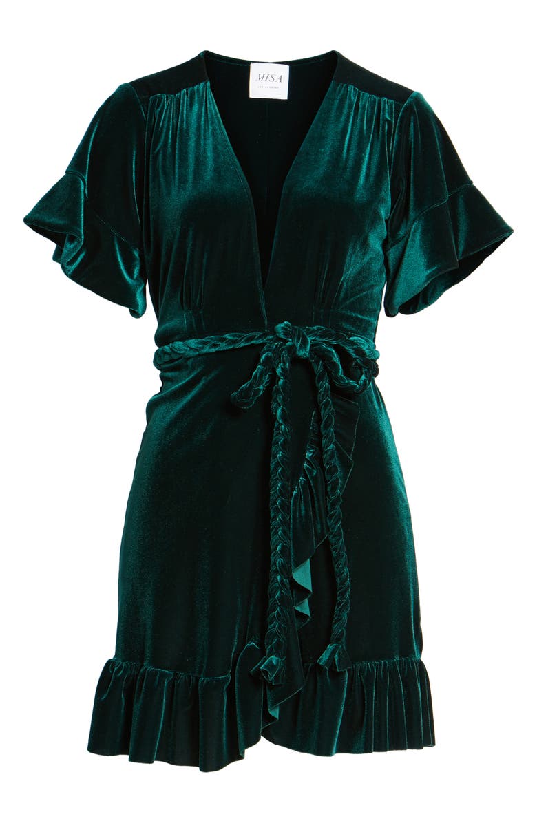 MISA Los Angeles Desma Velvet Wrap Minidress, Alternate, color,