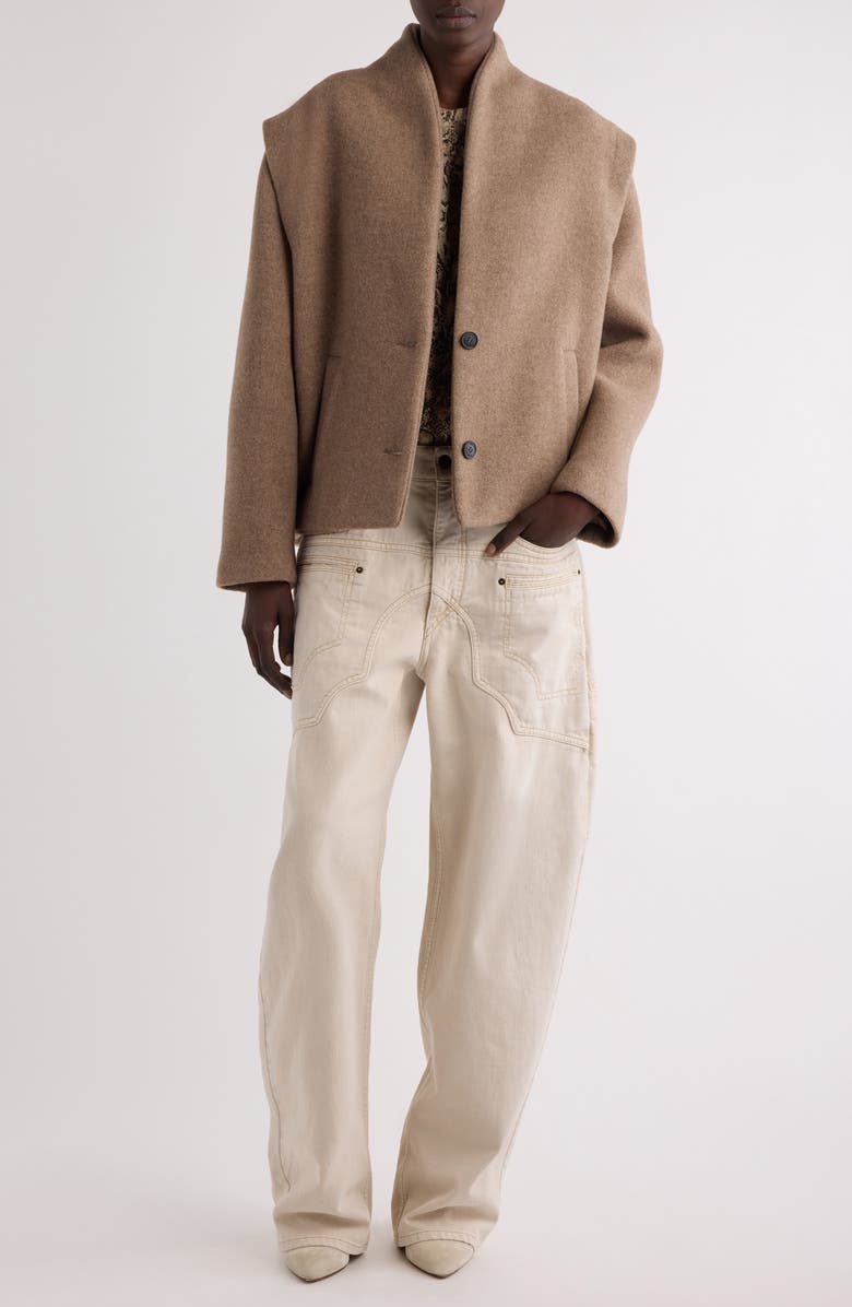 Isabel Marant Drogo Wool Blend Felt Crop Jacket, Alternate, color,