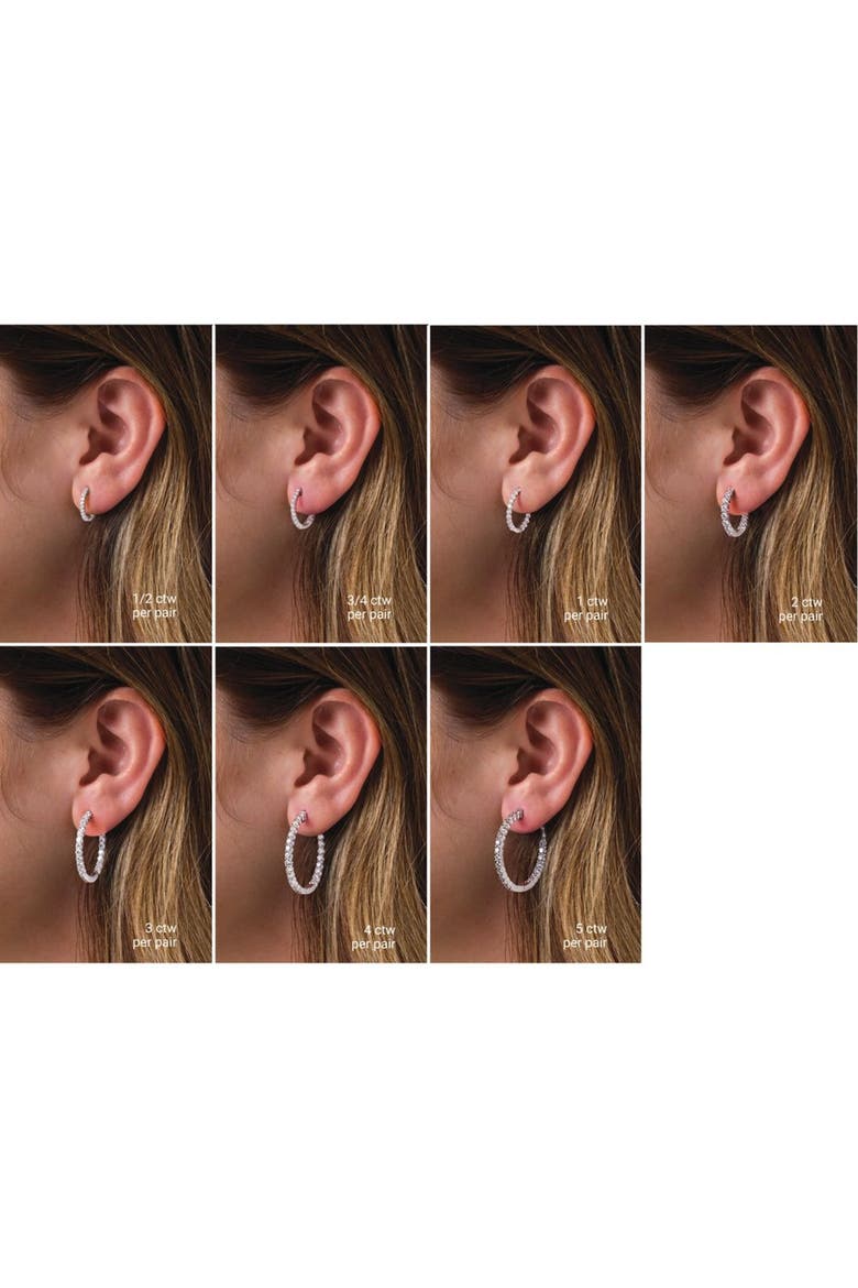 4 CT Lab-Grown Diamond Hoop Earrings in 14K Gold, Alternate, color, White