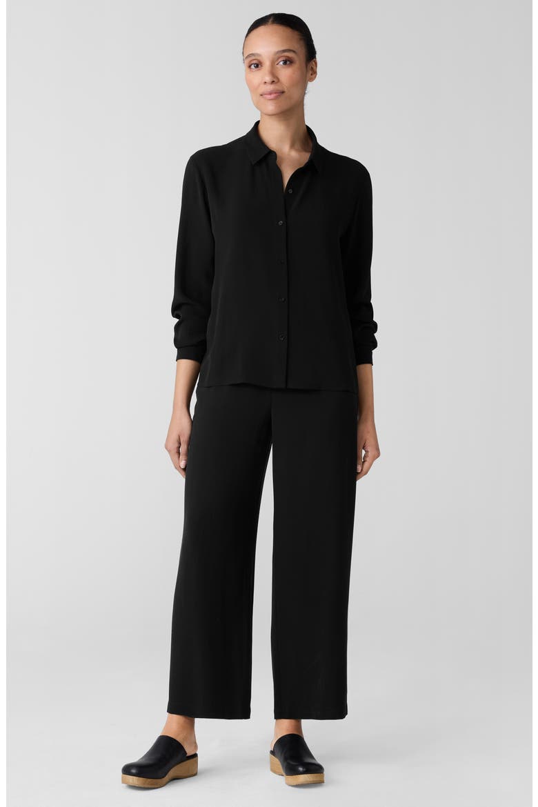 Ankle Wide Leg Silk Pants, Alternate, color, BLACK