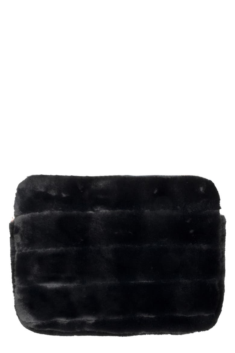 Faux Fur 15-Inch Laptop Sleeve, Main, color, BLACK
