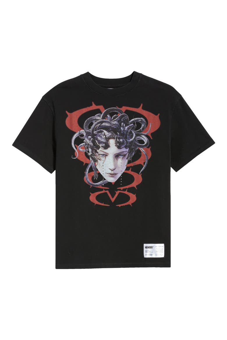 Medusa Cries Oversize Crystal Embellished Graphic T-Shirt, Alternate, color, VINTAGE BLACK