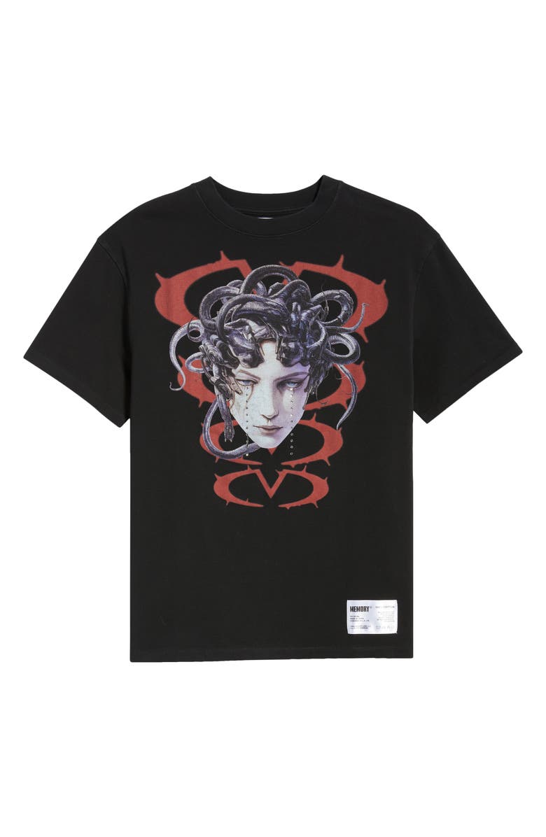 MEMORY LANE Medusa Cries Oversize Crystal Embellished Graphic T-Shirt, Alternate, color, Vintage Black